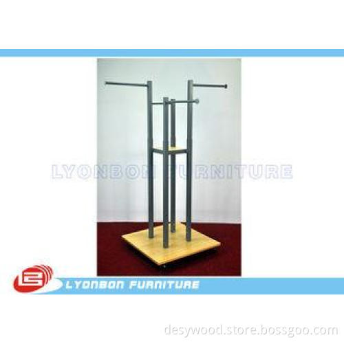 Grocery Four-Way Metal Wooden Display Stands For Garment Pr